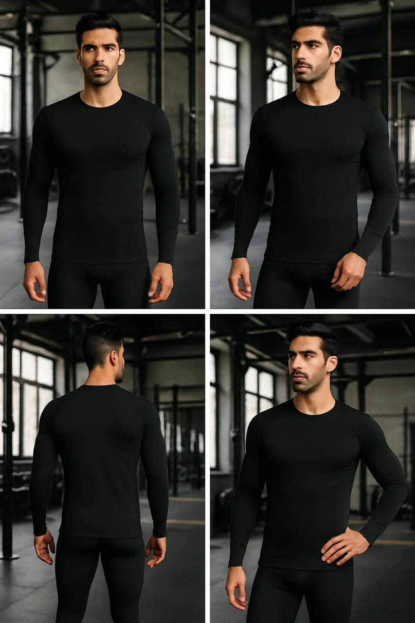 "Back view of All-in-One Men’s Training Suit – ergonomic seam design and stretch-fit fabric for full mobility and back support.