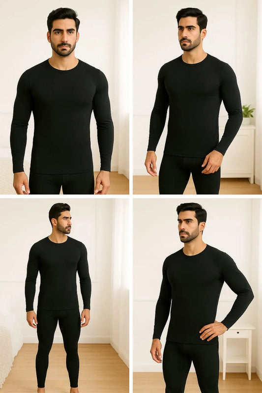 "Men’s Compression Workout Suit in motion – breathable, sweat-wicking full-body gear for gym, running, and training sessions."